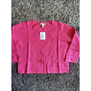 Nwt Apple Seeds Women Cardigan Sweater Pink Size Med 100% Cotton